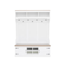 Load image into Gallery viewer, Farmhouse Hall Tree With Bench And Shoe Storage