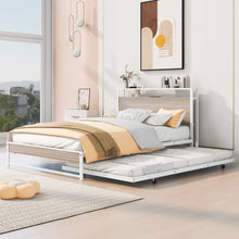 Load image into Gallery viewer, Platform Bed Frame With Trundle, USB Ports And Slat Support, No Box Spring Needed