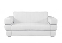 Load image into Gallery viewer, Italian Leather Loveseat - White / Silver