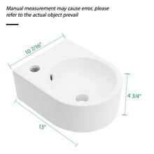 Load image into Gallery viewer, Modern Rectangle Wall Mount Bathroom Sink With Single Faucet Hole - White