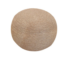 Load image into Gallery viewer, Wool Round Ribbed Pouf Ottoman - Beige