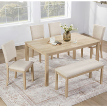 Load image into Gallery viewer, 6 Piece Dining Table Set With Bench - Beige / Light Oak