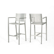 Load image into Gallery viewer, Outdoor Aluminum Rust Proof Barstools (Set of 2) - Silver