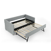 Load image into Gallery viewer, Upholstered Daybed With Trundle With Vertical Stripes
