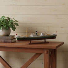 Load image into Gallery viewer, Hand Painted Model Boat - Dark Green / Dark Brown