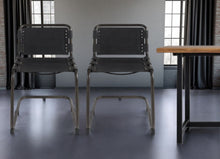 Load image into Gallery viewer, Leather Metal Open Back Dining Side Chair - Black