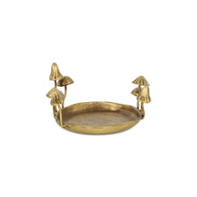 Load image into Gallery viewer, 6" Cast Iron Mushrooms Trinket Tray - Antiqued Gold