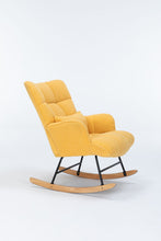 Load image into Gallery viewer, Rocking Chair Nursery, Teddy Upholstered Glider Rocker With High Backrest, Reading Chair Modern Rocking Accent Chairs Glider Recliner For Living Room - Yellow