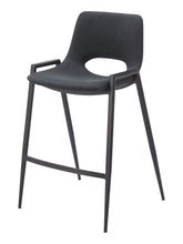 Load image into Gallery viewer, 26" Modern Faux Leather And Steel Low Back Counter Height Bar Chairs (Set of 2) - Black
