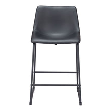 Load image into Gallery viewer, 24" Transitional Faux Leather And Steel Counter Height Bar Chairs (Set of 2) - Black