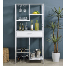 Load image into Gallery viewer, Draper - 5 Shelf LED Wine Cabinet With Pull Out Drawer - Gloss White