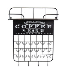 Load image into Gallery viewer, Floating Coffee Bar Shelf With Coffee Pod Holder, Hooks And Storage Shelf - Black