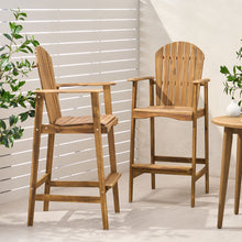 Load image into Gallery viewer, Outdoor Acacia Wood Adirondack Barstools (Set of 2)
