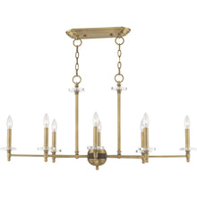 Load image into Gallery viewer, 20" Eight Light Dimmable Chandelier With Shades - Antiqued Brass