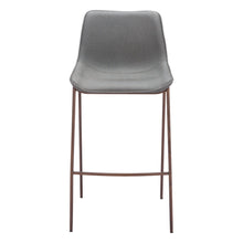 Load image into Gallery viewer, 30" Modern Slate Faux Leather And Steel Bar Height Bar Chairs (Set of 2) - Gray
