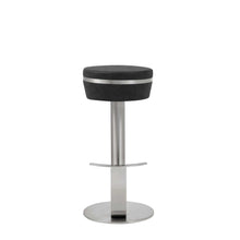 Load image into Gallery viewer, Faux Leather Steel Bar Height Bar Chair - Black / Silver