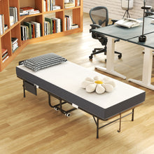 Load image into Gallery viewer, Twin Folding Bed With Adjustable Headboard & Memory Foam, Space Saving Rollaway Guest For Tall People, Portable On Wheels, Easy Assembly - Black