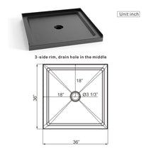 Load image into Gallery viewer, Anti Slip Center Drain Single Threshold Shower Base Slate - Black