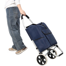Load image into Gallery viewer, Foldable Shopping Trolley With Wheels And Waterproof Bag - Blue