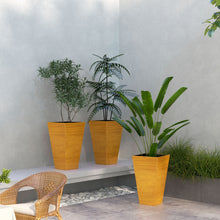 Load image into Gallery viewer, Outsunny - Outdoor Planters (Set of 3) Large Taper Planters With Drainage Holes And Plug, Faux Wood Plastic Flower Pots For Outdoor, Indoor, Garden, Patio