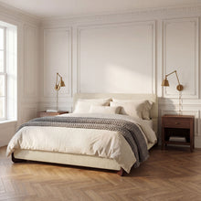 Load image into Gallery viewer, Queen Size Upholstered Bed With Slat Support - Beige