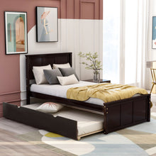 Load image into Gallery viewer, Platform Bed With Twin Trundle, Twin Size - Espresso