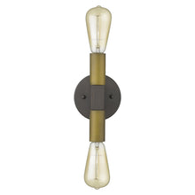 Load image into Gallery viewer, Two Light And Wood Wall Sconce - Brass