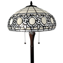 Load image into Gallery viewer, 63" Two Light Traditional Shaped Floor Lamp With White Stained Glass Bowl Shade - Brown