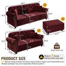 Load image into Gallery viewer, Upholstered Sofa Set With Nailhead Trim And Rolled Armrests, Includes Pillows