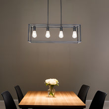 Load image into Gallery viewer, Metal Four Light Caged Rectangular Hanging Pendent Light - Black