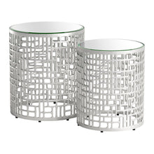 Load image into Gallery viewer, Mirrored Glass Aluminum Round Pedestal End Table - Silver