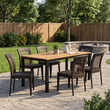 Load image into Gallery viewer, 7 Piece Outdoor Dining Set With Table And 6 Chairs - Brown Multi