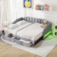 Load image into Gallery viewer, Extendable Daybed With LED Light And 2 Storage Drawers
