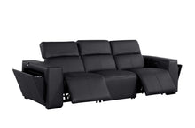 Load image into Gallery viewer, Top Grain Leather Reclining Metal USB Sofa (720386) - Black