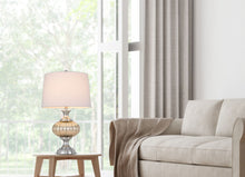 Load image into Gallery viewer, Metal Table Lamp With White Empire Shade - Silver Metallic