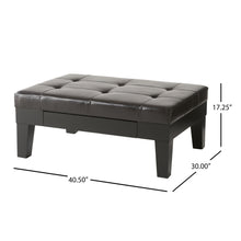 Load image into Gallery viewer, Chatham - Ottoman With Drawer Leather Storage Solution - Dark Coffee