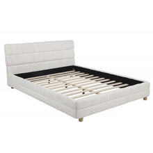 Load image into Gallery viewer, Modern Platform Bed With Upholstered Grid-Patterned Headboard