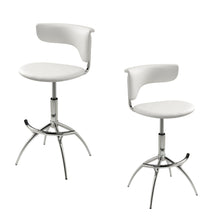 Load image into Gallery viewer, Faux Leather Low Back Adjustable Height Bar Chairs (Set of 2) - White
