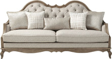 Load image into Gallery viewer, Upholstered Solid Wood Sofa With Toss Pillows - Brown / Beige