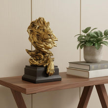 Load image into Gallery viewer, Lion Hand Painted Tabletop Sculpture - Antiqued Gold