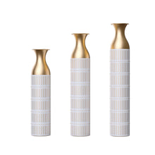 Load image into Gallery viewer, Floor Metal Vases Decorated White Metal Vases (Set of 3) Gorgeous Home Decoration Large Glazed Metal Vases - White