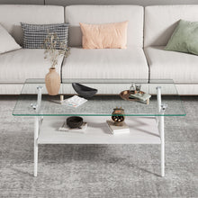 Load image into Gallery viewer, Rectangle Coffee Table With Tempered Glass Top And Shelf, Modern Table For Living Room