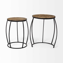 Load image into Gallery viewer, Solid Wood Round End Table (Set of 2) - Black And Brown