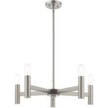 Load image into Gallery viewer, 19'' Five Light Dimmable Chandelier With Shades - Nickel