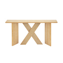 Load image into Gallery viewer, X-Frame Console Table, Angled Cross Leg Design, Rounded Edges - Natural