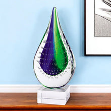 Load image into Gallery viewer, Murano Modern Abstract Tabletop Sculpture (376115) - Clear / Blue / Green