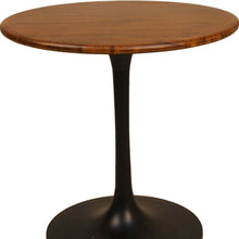 Load image into Gallery viewer, 30" Rounded Solid Wood And Iron Pedestal Base Dining Table - Brown