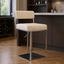 Load image into Gallery viewer, Faux Leather Swivel Low Back Adjustable Height Bar Chair - White / Silver
