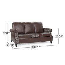 Load image into Gallery viewer, Contemporary 3 Seater Sofa With Nailhead Trim