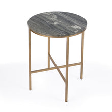 Load image into Gallery viewer, Marble Round End Table - Brass And Gray
